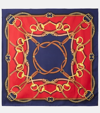 Printed reversible silk twill scarf | Gucci