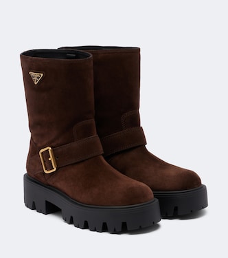 Biker Boots aus Veloursleder | Prada