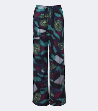 Pantaloni a gamba larga in moiré con stampa | Dries Van Noten