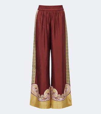 Bedruckte Palazzo-Hose aus Seiden-Twill | La DoubleJ