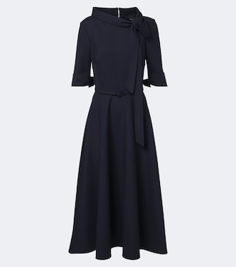 Belted tie-neck wool-blend midi dress | Oscar de la Renta