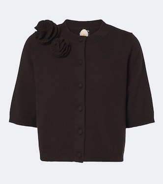 Floral-appliqué wool and cashmere cardigan | Jardin des Orangers