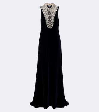 Crystal-embellished velvet gown | Costarellos