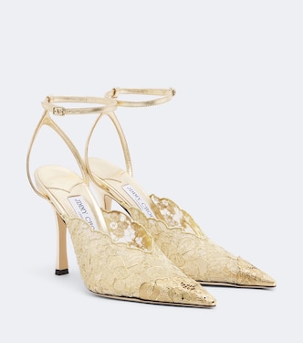 Faiz metallic lace slingback pumps | Jimmy Choo