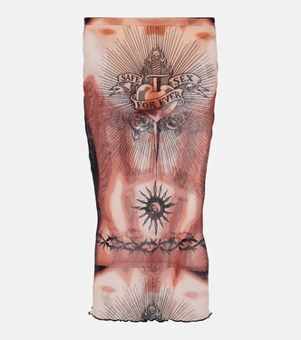 Tattoo Collection mesh midi skirt | Jean Paul Gaultier