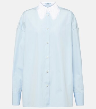 Fringe-trimmed cotton poplin shirt | Prada
