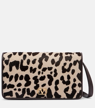 VLogo leopard-print calf hair shoulder bag | Valentino Garavani
