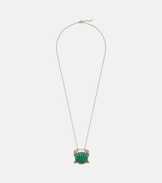 Collier Crabe Coquillage en or 9 ct, malachite et diamants | Yvonne Léon