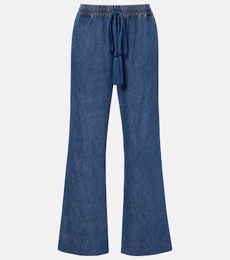 Cotton chambray wide-leg pants | Valentino