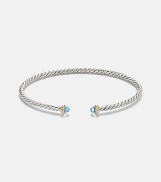 Micro Cable Flex® sterling silver and 14kt gold cuff bracelet with topaz | David Yurman
