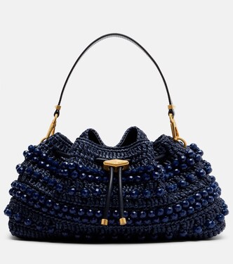 Cinch Medium beaded raffia tote bag | Jimmy Choo