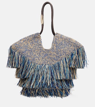 Goldentime Medium fringed raffia tote bag | Zimmermann