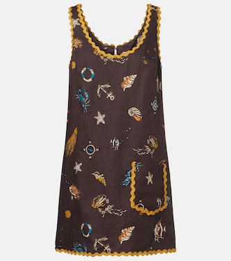 Printed scalloped linen minidress | Alémais