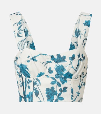 Floral cotton and linen crop top | Erdem