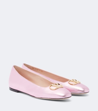VLogo metallic leather ballet flats | Valentino Garavani