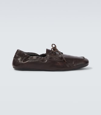 Shuffle leather boat shoes | Prada