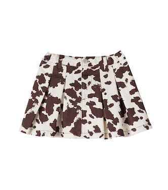 Dakota cow-print pleated denim skirt | The New Society