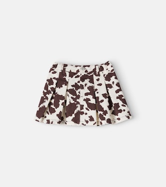 Dakota cow-print pleated denim skirt | The New Society