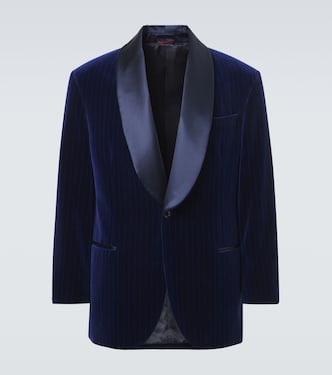 Chaqueta de esmoquin de terciopelo de algodón a rayas | Brunello Cucinelli