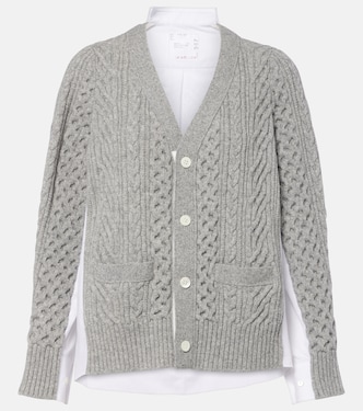 Cardigan aus Wolle und Popeline | Sacai