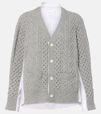 Cardigan aus Wolle und Popeline | Sacai