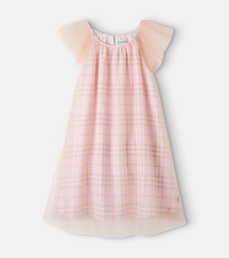 فستان من الحرير التول Burberry Check | Burberry Kids