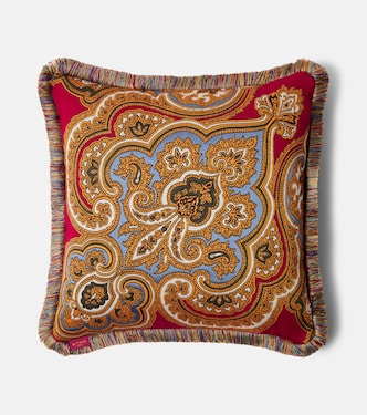 Kash fringed paisley jacquard cushion | Etro