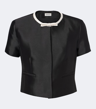 Naelle bow-detail cropped satin top | Simkhai