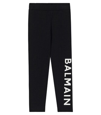 Leggings en mezcla de algodón con logo | Balmain Kids