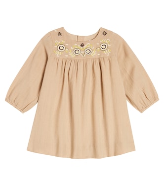 Baby Dipiki embroidered wool and cotton dress | Bonpoint