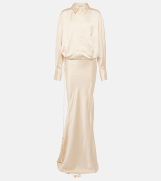 Feather-trimmed satin gown | The Attico