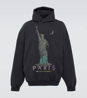 Paris Liberty distressed fleece hoodie | Balenciaga