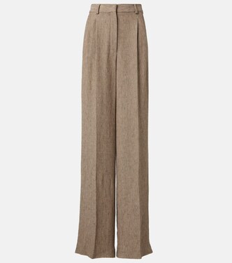 Nyack chevron linen crêpe wide-leg pants | Loro Piana