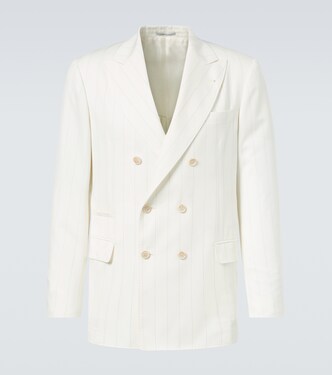 Pinstripe wool and cotton suit jacket | Brunello Cucinelli