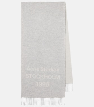 Fringed logo wool jacquard scarf | Acne Studios