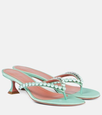 Gigi 45 embellished satin thong sandals | Amina Muaddi