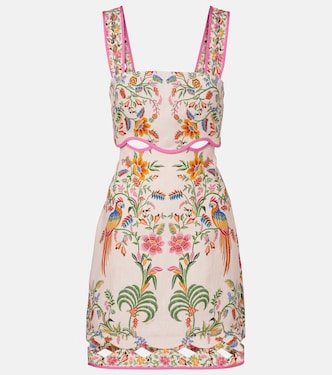 فستان قصير من الكتّان بطبعات الورود | Farm Rio