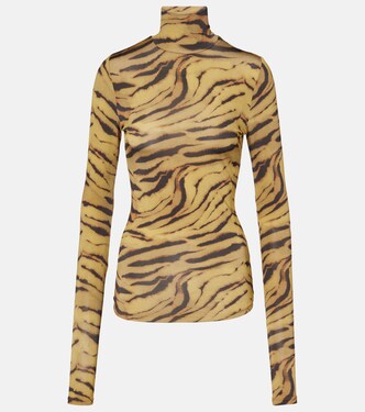Tiger-print jersey top  | Ganni