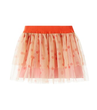 Gonna in tulle e misto cotone a pois | Mini Rodini