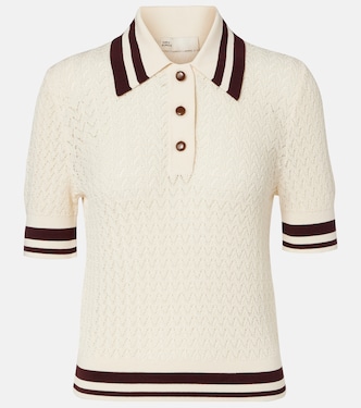 Cotton pointelle polo shirt | Tory Burch