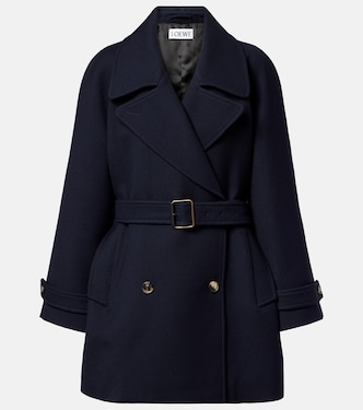 Belted double-breasted wool coat | Loewe