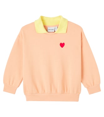 Heart embroidered cotton sweatshirt | Mini Rodini