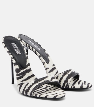 Lidia zebra-print canvas mules | Paris Texas