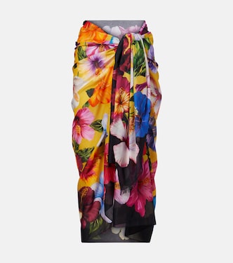 Paréo en coton à fleurs | Dolce&Gabbana