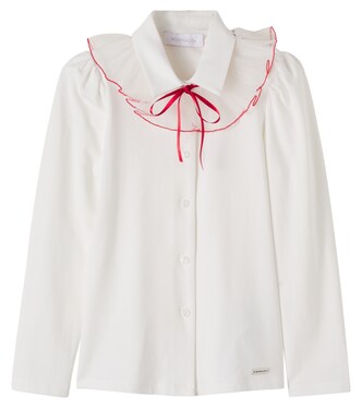 Bow-detail cotton-blend jersey shirt | Monnalisa