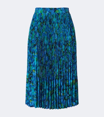 Floral pleated silk crêpe de chine midi skirt | Gucci