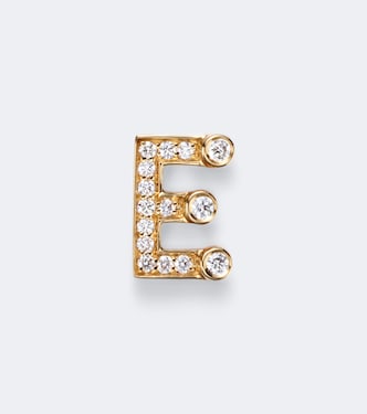Initial Petite E 18kt gold single earring with diamonds | Sophie Bille Brahe