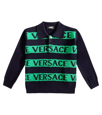 Logo wool polo sweater | Versace Kids