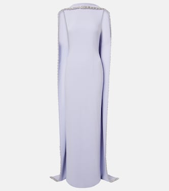 Caped embellished satin crêpe gown | Roland Mouret