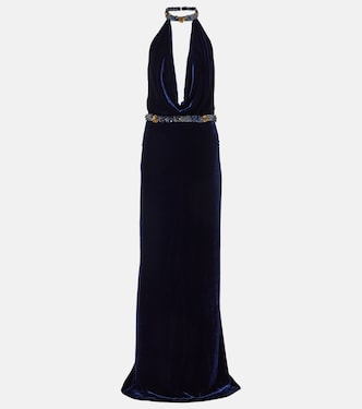 Crystal-embellished velvet gown | Costarellos
